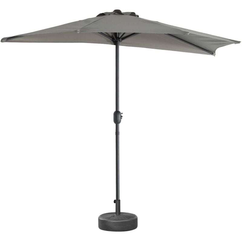 Demi-parasol de balcon Ø250cm – calvi – droit. mât central en aluminium avec manivelle d'ouverture. toile kaki