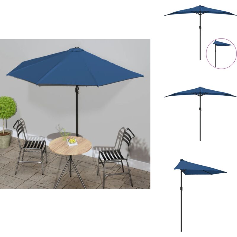 Parasol de balcon avec mât en aluminium Bleu 300x155x223cm Demi - Parasol De Balcon - Parasol Extérieur - Parasol Rond - Parasol Demi-rond - Parasol