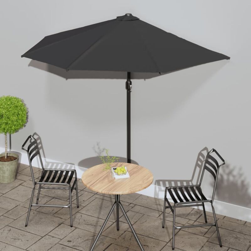 Parasol de balcon avec mât en aluminium Noir 270x144x222cm Demi CFW49388