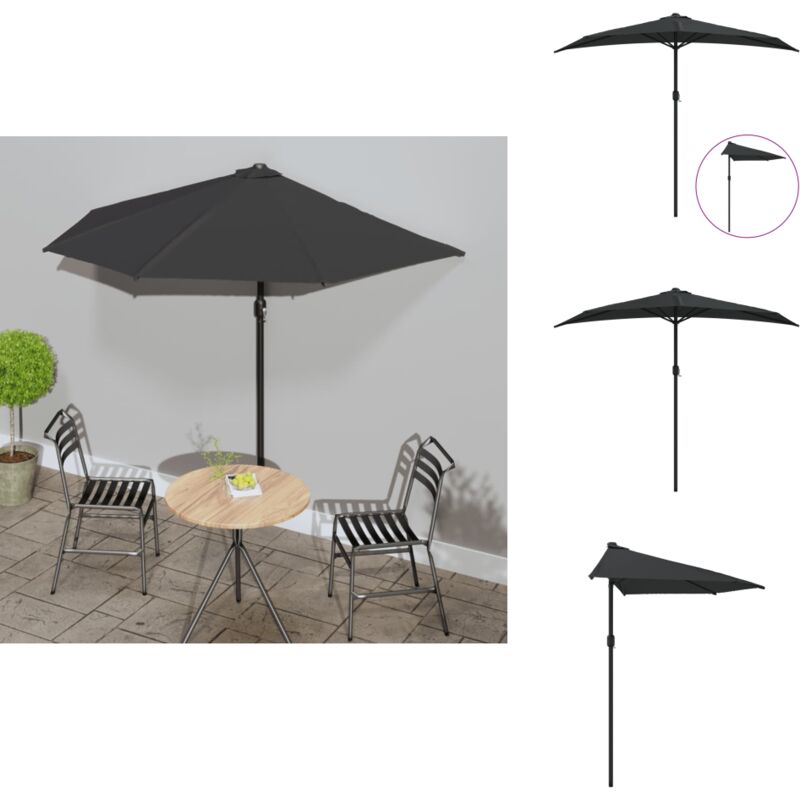 Parasol de balcon avec mât en aluminium Noir 270x144x222cm Demi - Parasol De Balcon - Parasol Extérieur - Parasol Rectangulaire - Parasol Design
