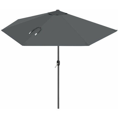 Parasol de balcon de 2,7 m de diamètre protection solaire ombrelle avec manivelle protection UPF50 + sans socle pour terrasse jardin extérieur piscine plage gris - Gris