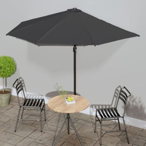 Parasol de balcon et mât en aluminium Anthracite 300x155cm Demi vidaXL