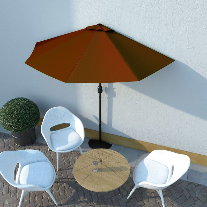 Parasol de balcon et mat en aluminium Terre cuite 270x135x245cm