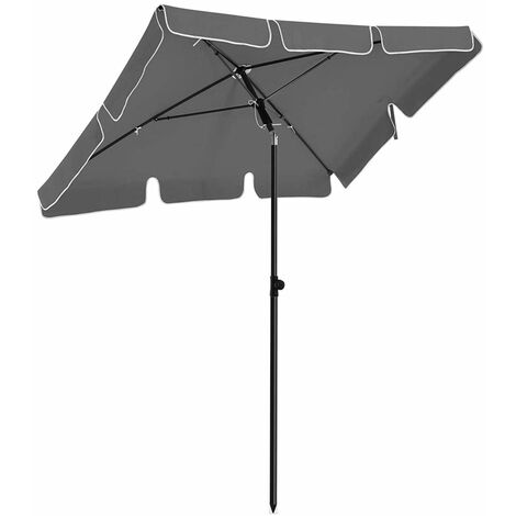 Parasol de balcon rectangulaire 1,8 x 1,25 m protection UPF 50+ ombrelle toile avec revêtement en pa sac de transport terrasse jardin sans socle gris