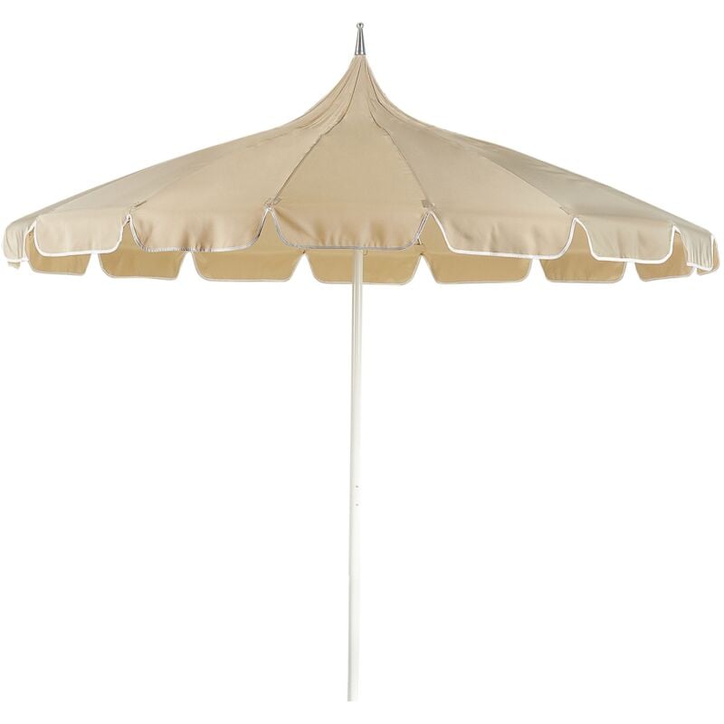 Beliani - Parasol de Jardin 245 cm en Aluminium Tissu Polyester Beige Minoa