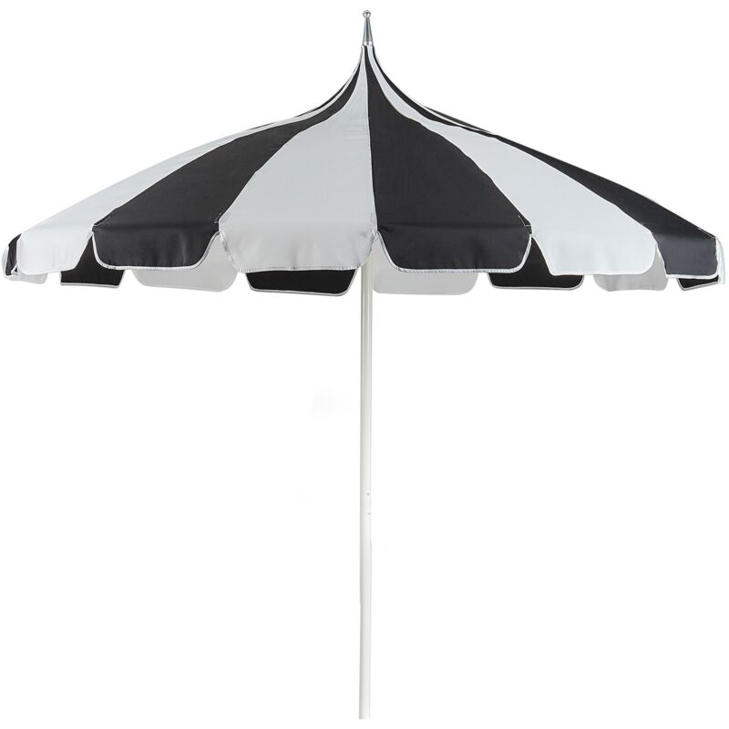 Parasol de Jardin 245 cm en Aluminium Tissu Polyester Blanc et Noir Minoa