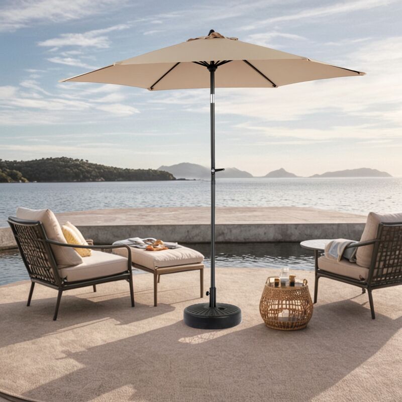 Dans Les Nuages - Parasol de Jardin 264 cm, rond, avec inclinable, manivelle, double face bâche en polyester de haute qualité, meubles de jardin