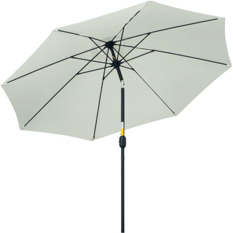 Parasol de jardin 2,65 x 2,65 m, inclinable sur 3 positions avec manivelle, parasol d'extérieur avec 8 baleines en aluminium et toile en polyester 180 g/m², pour cour, terrasse et balcon, couleur crèm