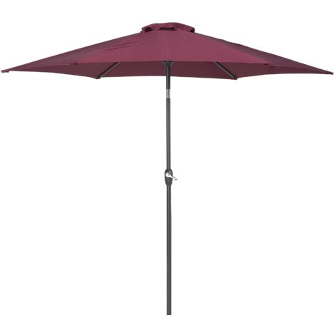 Parasol de Jardin 270 cm en Bois et Tissu Polyester Rouge Bordeaux Manivelle Varese - Rouge