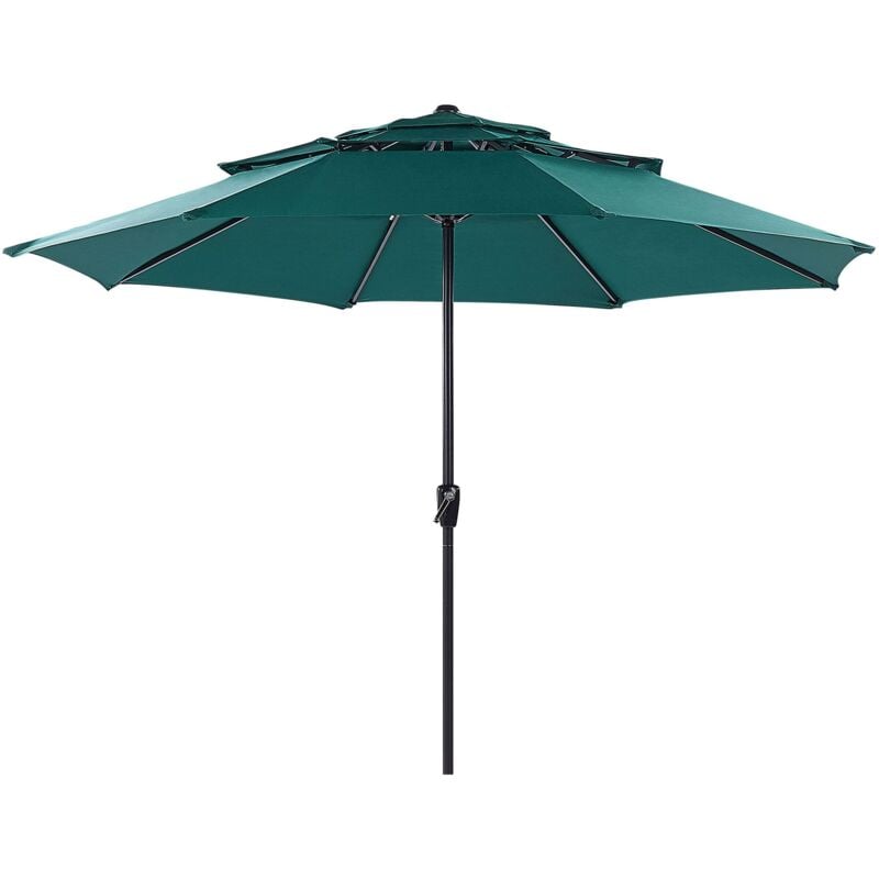 Beliani - Parasol de Jardin Moderne Marché Pied en Acier Vert Emeraude Bibione