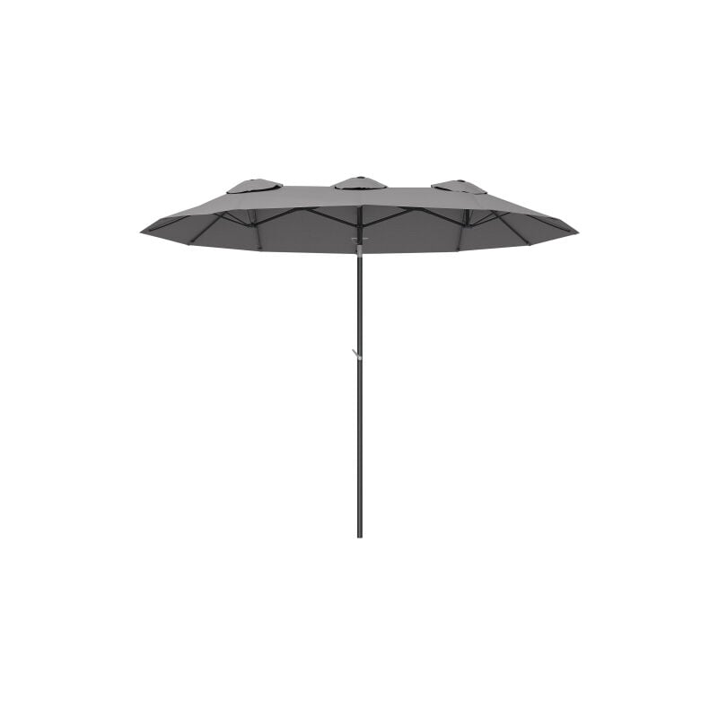 Parasol de jardin 285x147cm parasol de marché, angle d'inclinaison réglable, double ombrage, toit coupe - vent, adapté pour terrasse, gris