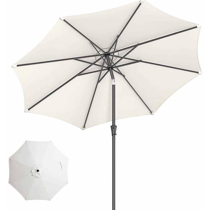 Litreve - Parasol de jardin 300cm Inclinable protection uv jusqu'à upf 50+pliable avec manivelle, sans support pour jardin balcon terrasse