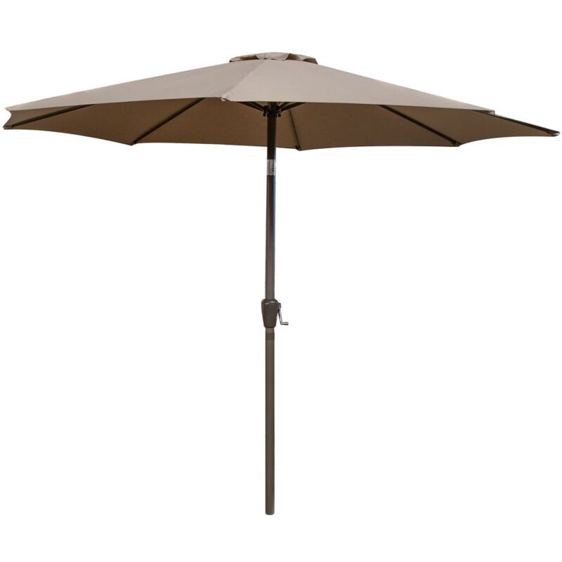 Parasol de jardin Ø 350 cm Ø 350 cm en aluminium avec manivelle Tessa taupe