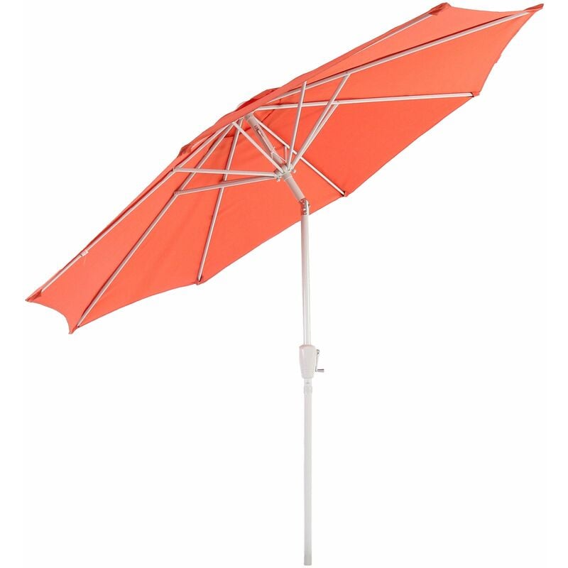 Parasol de jardin ø 3m inclinable polyester/aluminium 5kg Terracotta