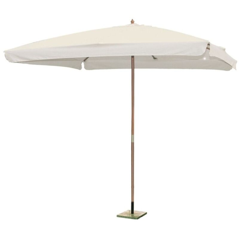 Parasol de jardin 3m x 3m Forme Carrée Blanc Ecru avec bordure de 50 mm Mat bois naturel KZ GARDEN
