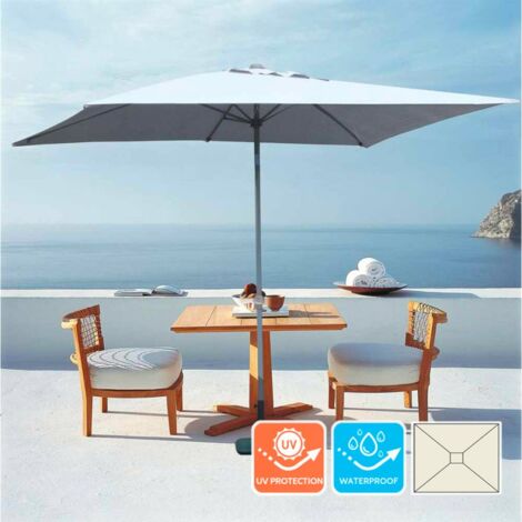 Parasol de jardin 3x2 aluminium rectangulaire mât centrale bar hôtel Eden