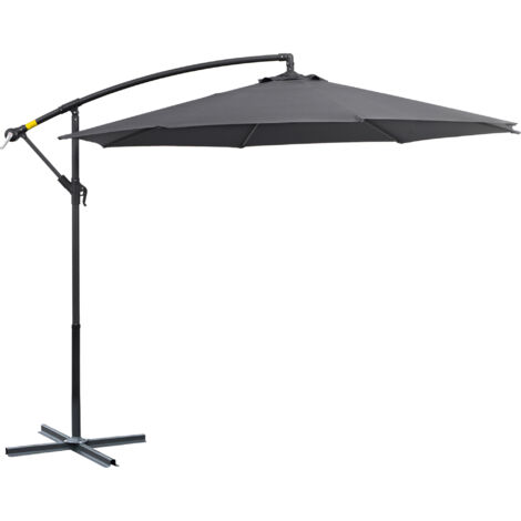 Parasol de Jardin 3x2.5 m à Bras Orientable avec Manivelle, Acier et Polyester Gris