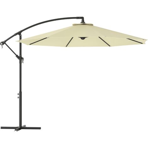 Parasol de jardin 3x2,5 m Bras basculant avec manivelle, beige