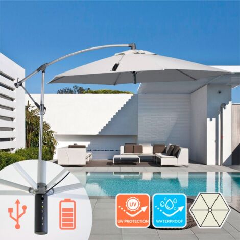 Parasol de jardin 3x3 bras avec usb chargeur de panneau solaire POWER