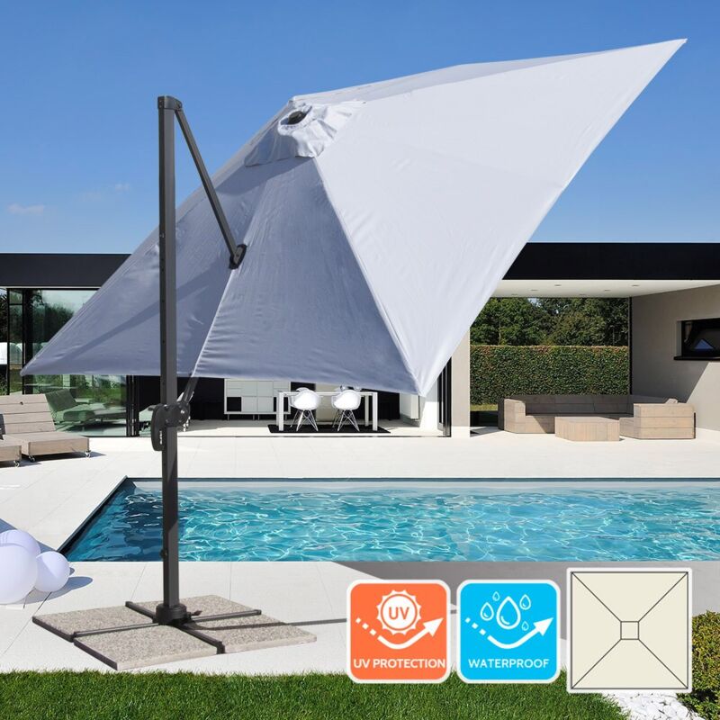 Parasol déporté de jardin carré 3x3 mât en aluminium Paradise Styles: sans volant