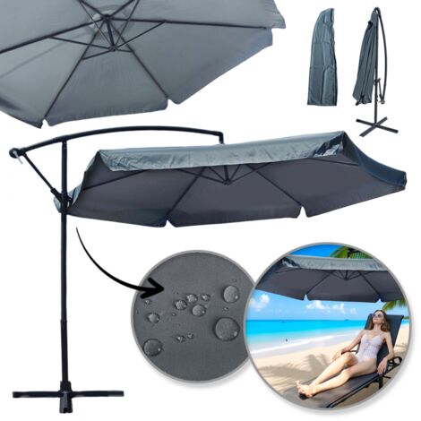 Parasol de jardin à bras et volant, graphite, grand modèle 3,5 m. OGP04