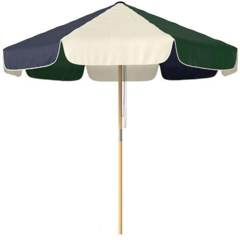 Parasol de Jardin à Corde UPF30+ Style Vintage Effet Bois Volants Inclinable Ø 226 cm Crème Verte