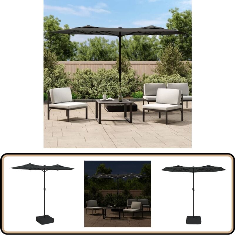 Parasol de jardin à double tête avec led anthracite 316x240 cm - Parasol Jardin - Parasol Extérieur - Parasol Led - Parasol Double Tête - Parasol