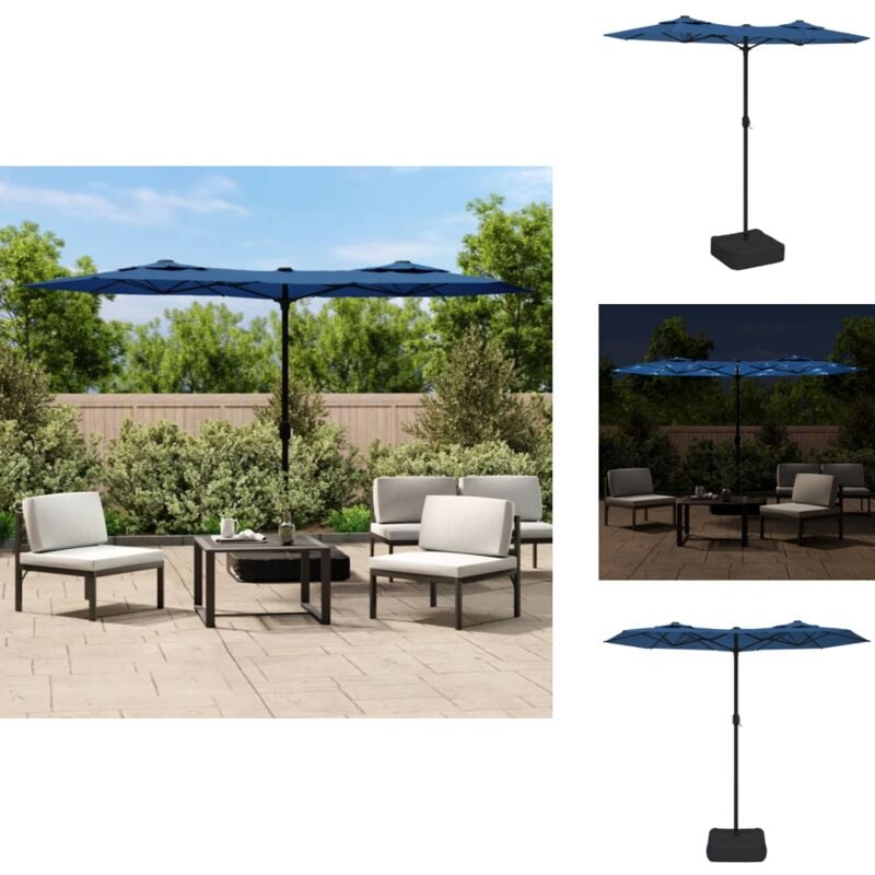 Parasol de jardin à double tête avec led bleu azuré 316x240 cm - Parasol Jardin - Parasol Led - Parasol Double Tête - Parasol Résistant - Parasol