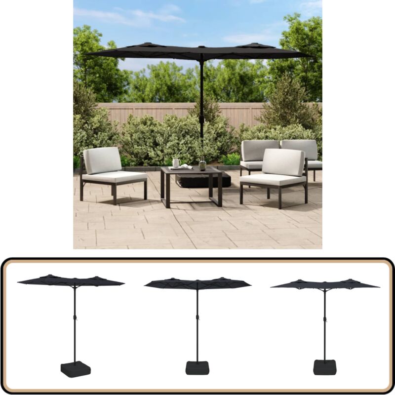 Vidaxl - Parasol de jardin à double tête noir 316x240 cm - Parasol De Jardin - Parasol Double Tête - Parasol Noir - Parasol Résistant Aux uv