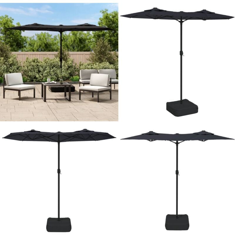 Parasol de jardin à double tête noir 316x240 cm - Parasol De Jardin - Parasol Double Tête - Parasol Noir - Parasol Résistant Aux uv - Parasol Pliable