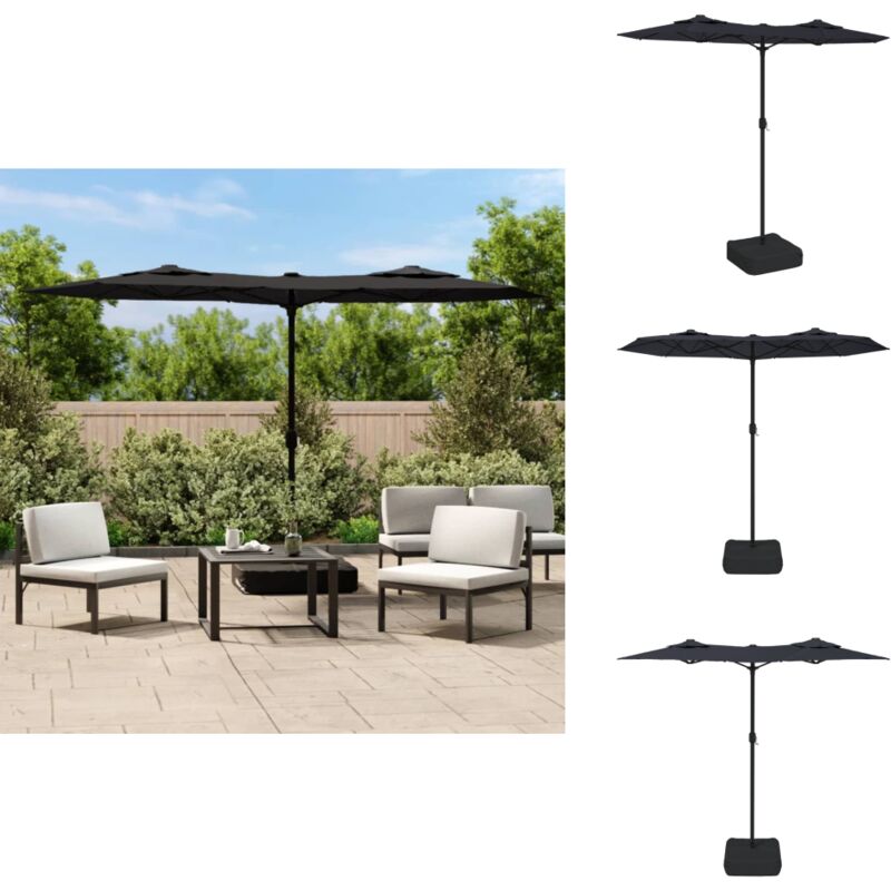 Parasol de jardin à double tête noir 316x240 cm - Parasol De Jardin - Parasol Double Tête - Parasol Noir - Parasol Résistant Aux uv - Parasol Pliable