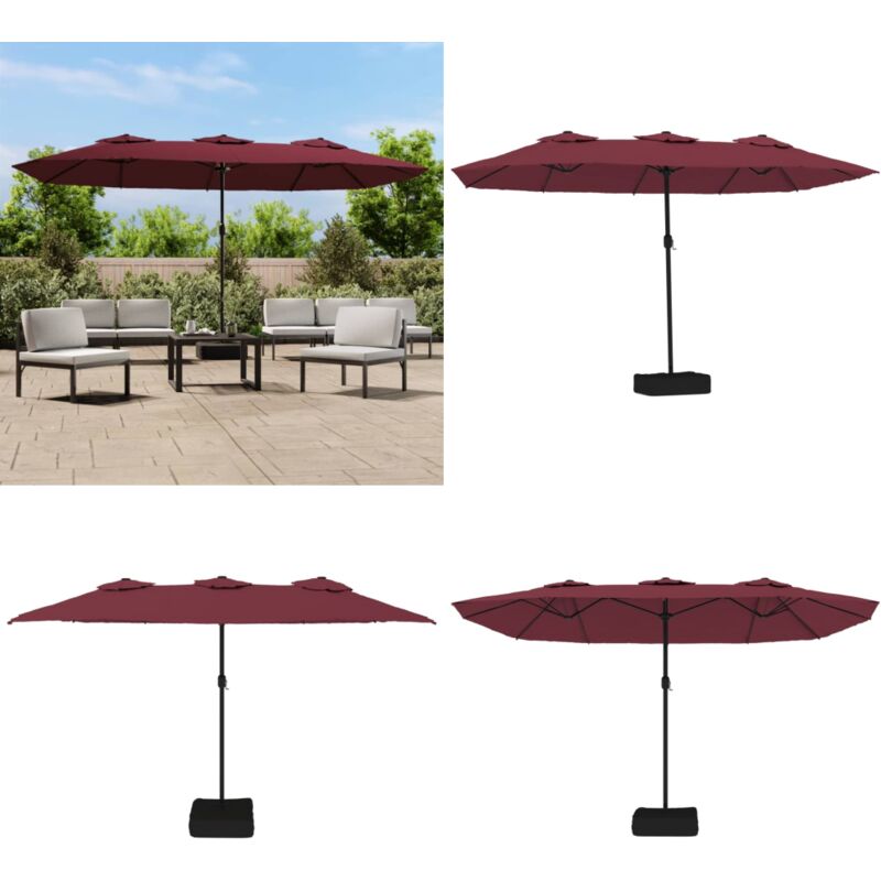 Parasol de jardin à double tête rouge bordeaux 449x245 cm - Parapluie De Jardin - Parasol Extérieur - Parasol Rectangulaire - Parasol Double Tête
