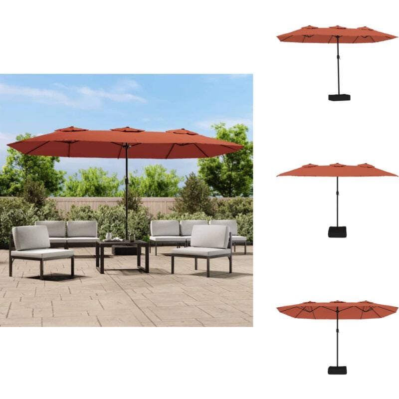 Parasol de jardin à double tête terre cuite 449x245 cm - Parasol De Jardin - Parasol Double Tête - Parasol Orange - Parasol Résistant Aux uv