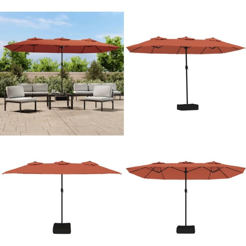 Parasol de jardin à double tête terre cuite 449x245 cm - Parasol De Jardin - Parasol Double Tête - Parasol Orange - Parasol Résistant Aux uv