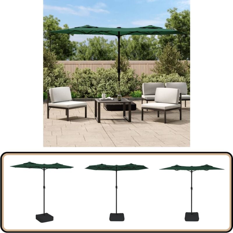 Vidaxl - Parasol de jardin à double tête vert 316x240 cm - Parasol De Jardin - Parasol Double Tête - Parasol Vert - Parasol Résistant Aux uv