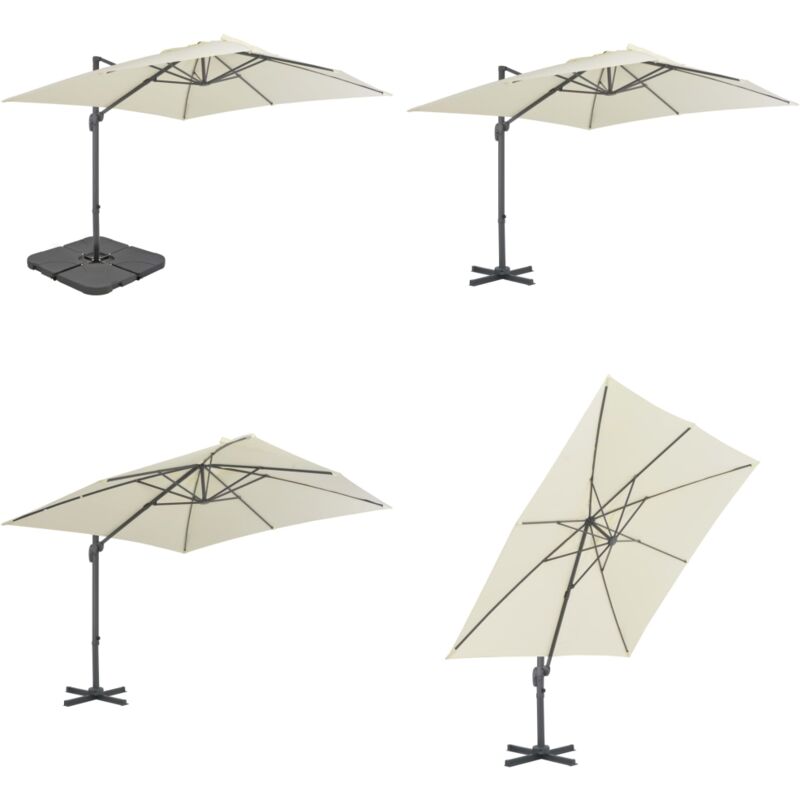 Parasol de jardin avec base portable sable - Parasol De Jardin - Parasol Exterieur - Parasol Beige - Parasol Aluminium - Parasol Inclinable - Home &