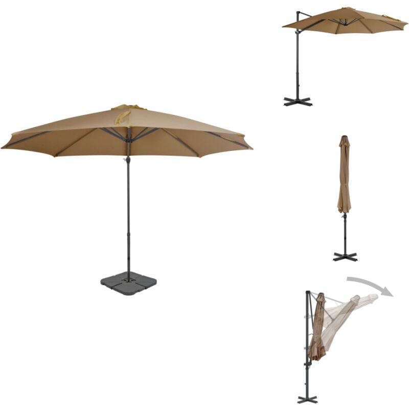 Parasol de jardin avec base portable taupe - Parapluie De Jardin - Parasol Extérieur - Parasol Résistant Au Vent - Parasol Inclinable - Parasol