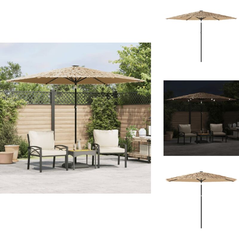 Vidaxl - Parasol de jardin avec led et mât en acier marron 288x288x225cm - Parasol De Jardin - Parasols De Jardin - Parasol - Parapluie