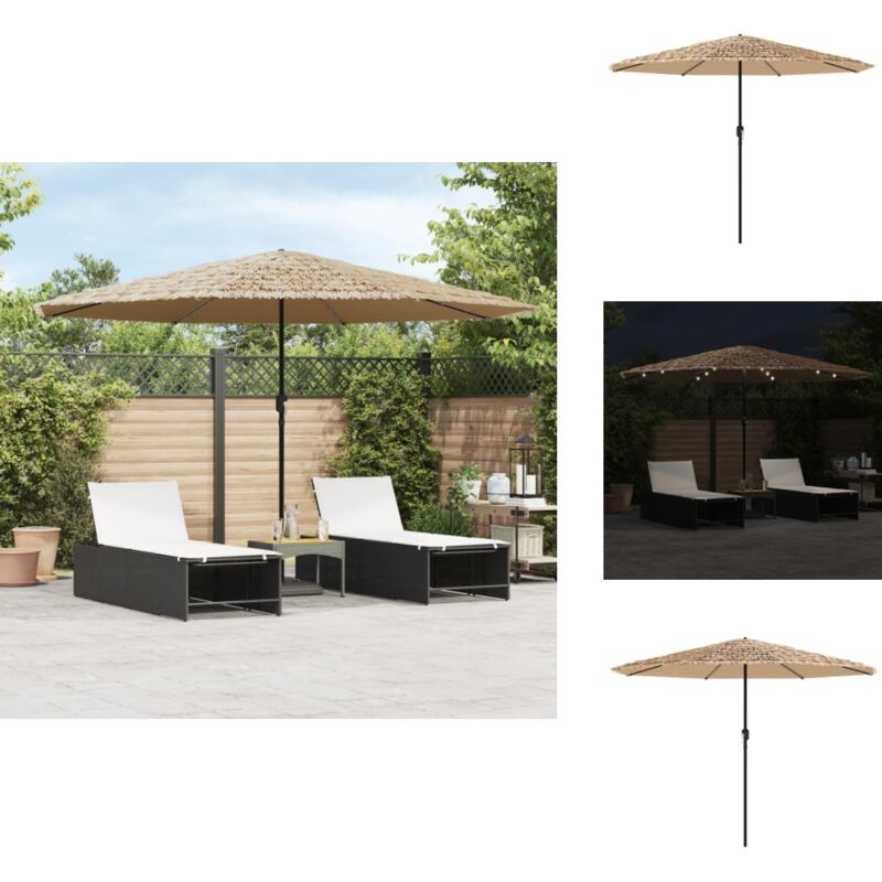 Parasol de jardin avec led et mât en acier marron 388x388x248cm - Parasol De Jardin - Parasols De Jardin - Parasol - Parapluie
