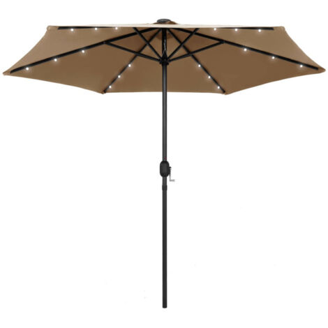 Parasol de jardin avec lumières LED et mât en aluminium taupe vidaXL