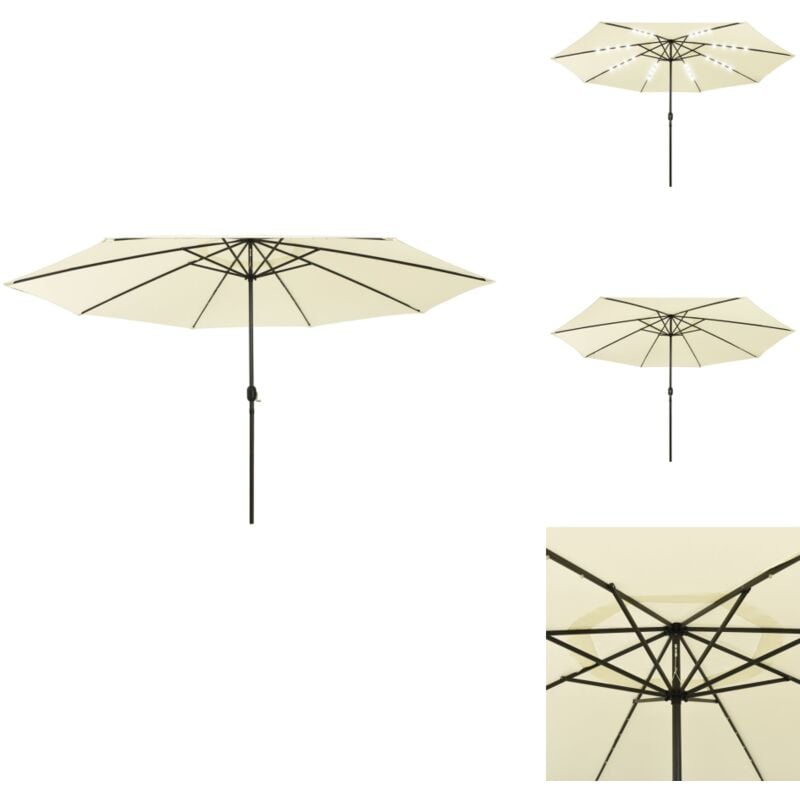 Parasol de jardin avec lumières led et mât en métal 400cm sable - Parasol De Jardin - Parasol Led - Parasol Beige - Parasol Rectangulaire - Parasol