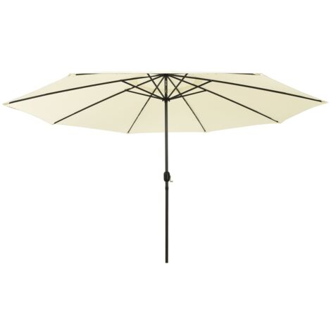 Parasol de jardin avec lumières LED et mât en métal 400cm sable vidaXL
