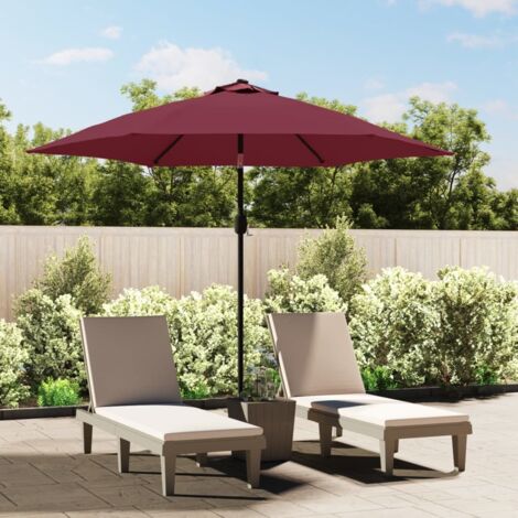 Parasol de jardin avec lumières LED mât en acier rouge bordeaux vidaXL