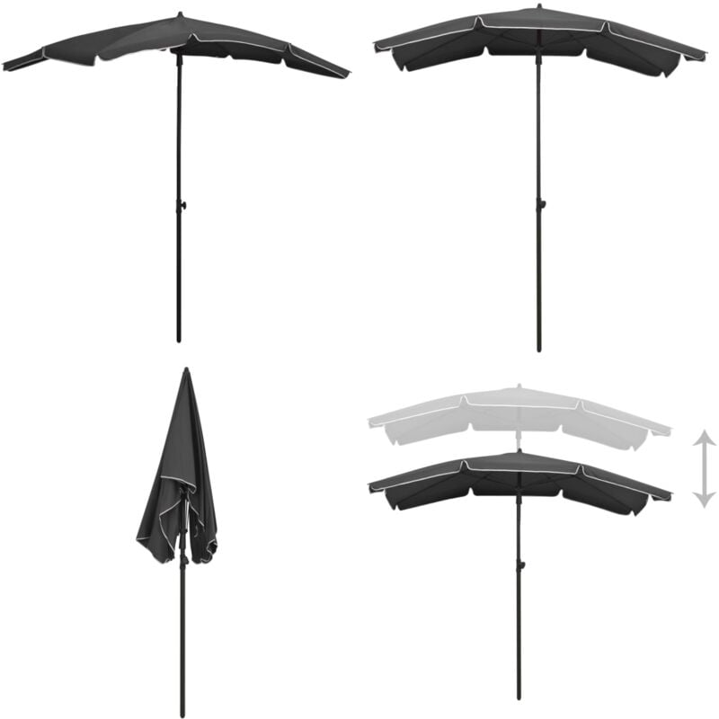 Vidaxl - Parasol de jardin avec mât 200x130 cm anthracite - Parasol De Jardin - Parasol Exterieur - Parasol Rectangulaire - Parasol Inclinable