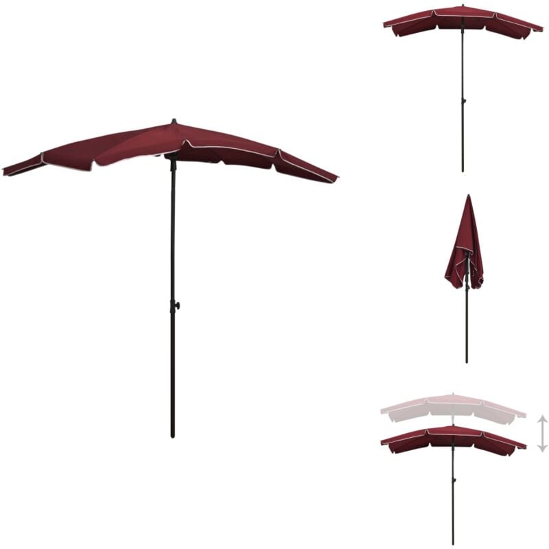 Parasol de jardin avec mât 200x130 cm rouge bordeaux - Parasol De Jardin - Parasol Extérieur - Parasol Rectangulaire - Parasol Rouge - Parasol
