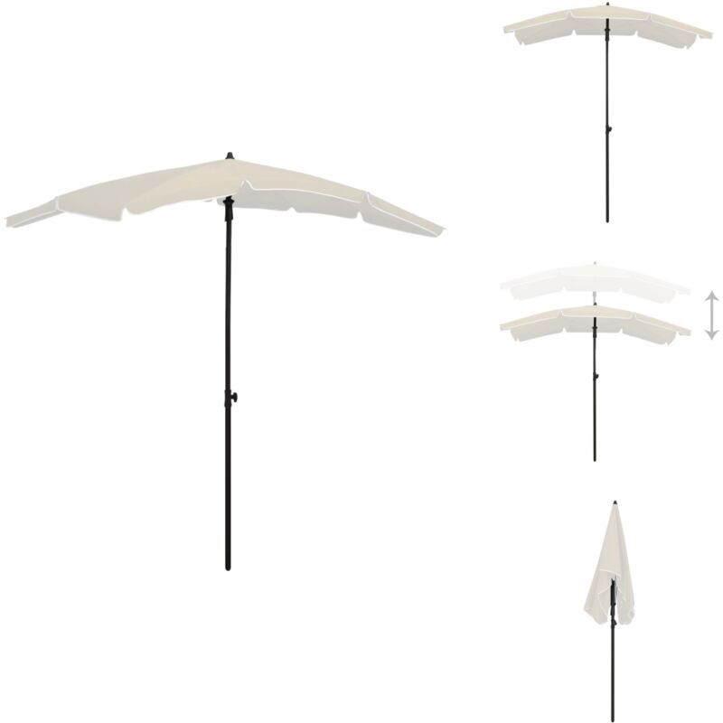 Parasol de jardin avec mât 200x130 cm sable - Parasol De Jardin - Parasol Exterieur - Parasol Rectangulaire - Parasol Inclinable - Parasol Résistant