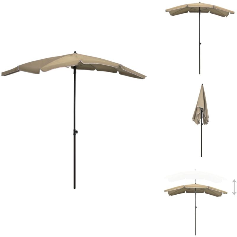 Parasol de jardin avec mât 200x130 cm taupe - Parasol De Jardin - Parasol Exterieur - Parasol Rectangulaire - Parasol Taupe - Parasol Pliable