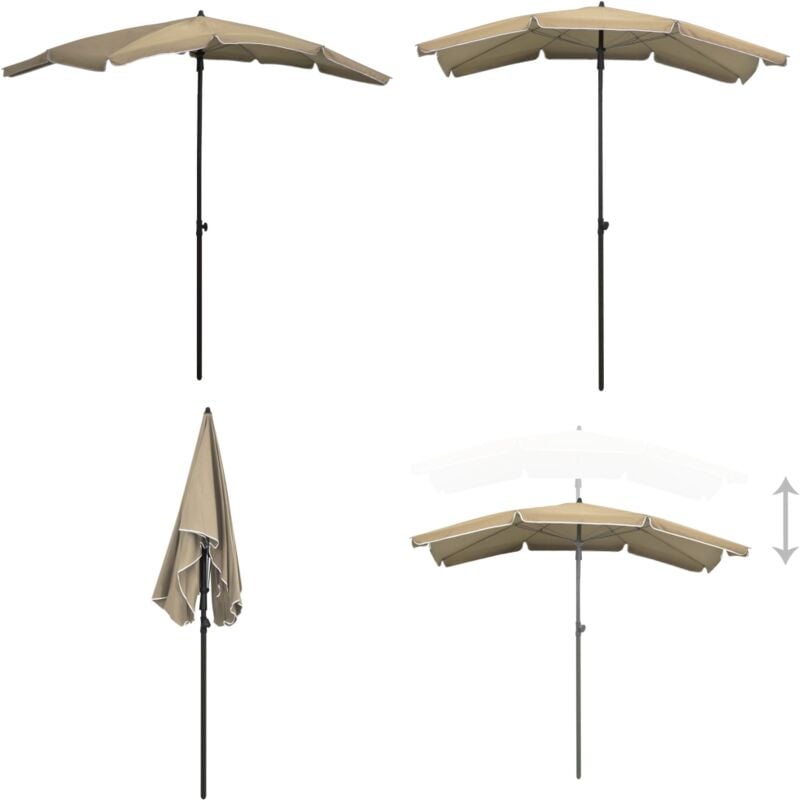 Parasol de jardin avec mât 200x130 cm taupe - Parasol De Jardin - Parasol Exterieur - Parasol Rectangulaire - Parasol Taupe - Parasol Pliable - Home