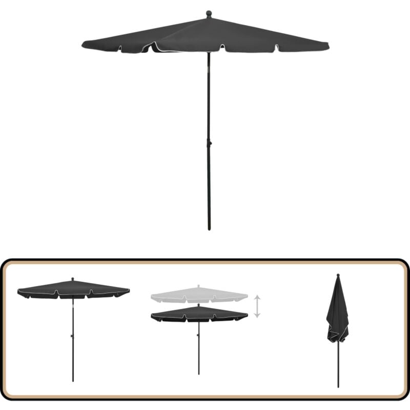 Vidaxl - Parasol de jardin avec mât 210x140 cm Anthracite - Parasol De Jardin - Parasol Exterieur - Parasol Rectangulaire - Parasol Inclinable