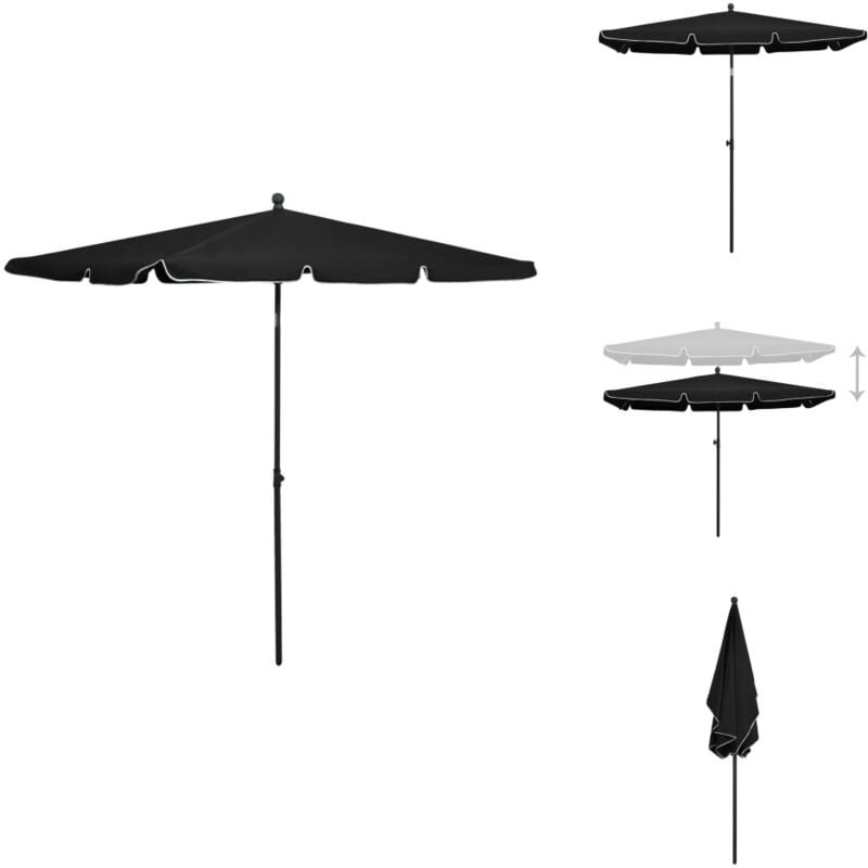 Parasol de jardin avec mât 210x140 cm Noir - Parasol De Jardin - Parasol Extérieur - Parasol Noir - Parasol Inclinable - Parasol Résistant Au Soleil